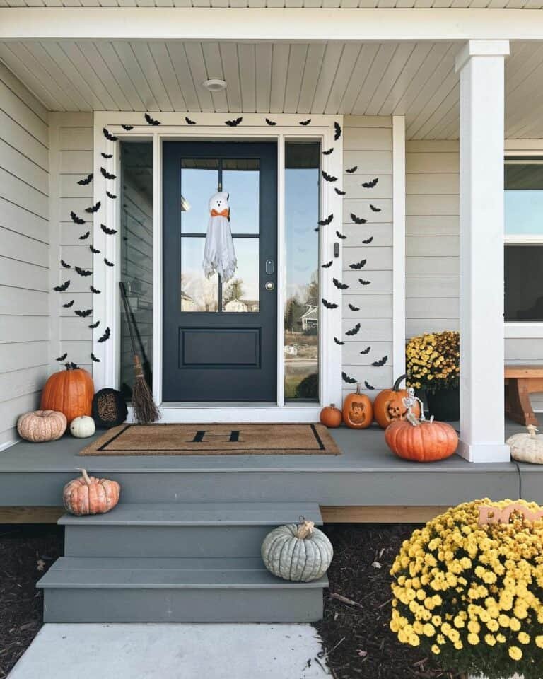 Pumpkin and Bat Decorations