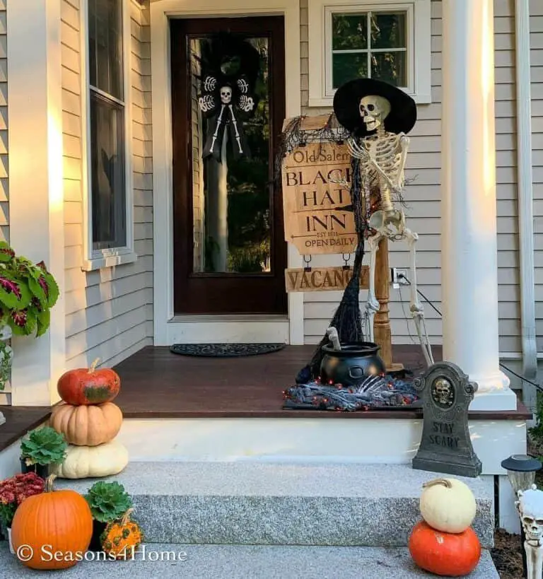 Pumpkin and Skeleton Entrance Decor