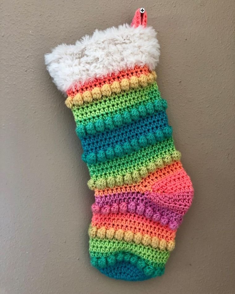 Rainbow Crochet Stocking