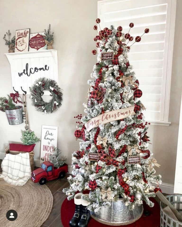 Red Plaid Ribbon Tree