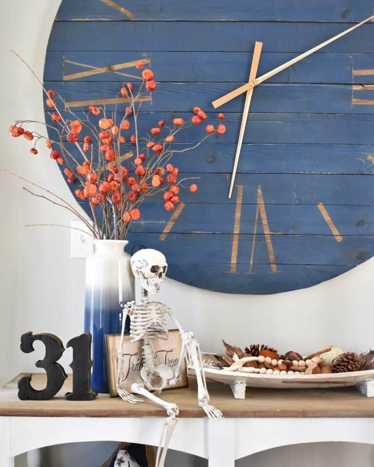 Rustic Table with Clock