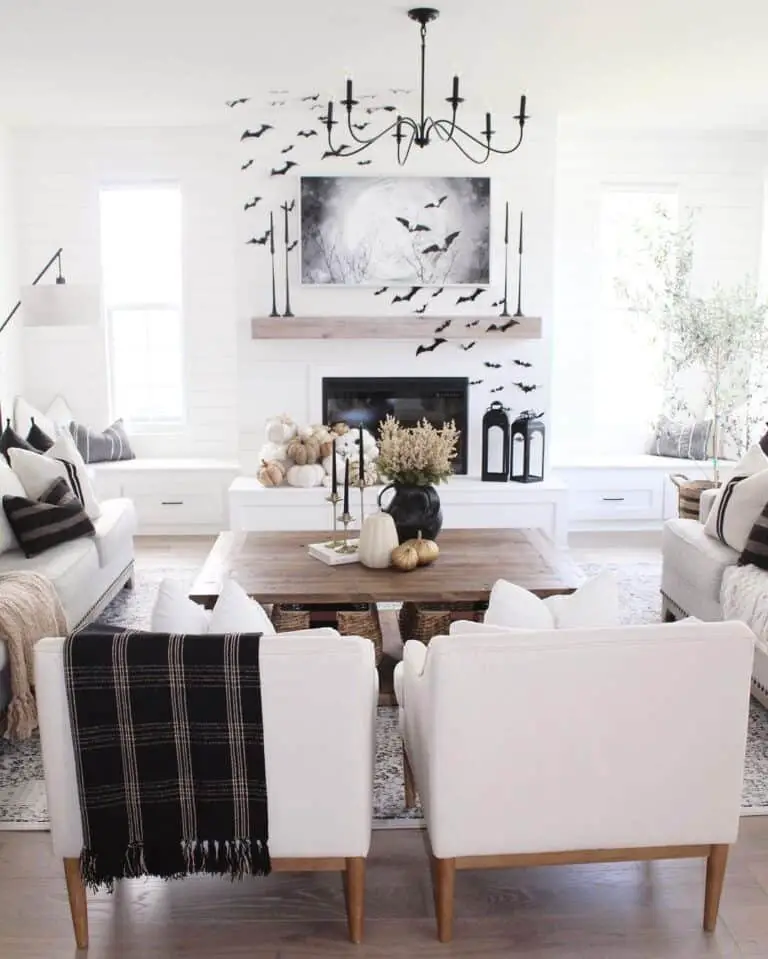 Seating Around White Fireplace