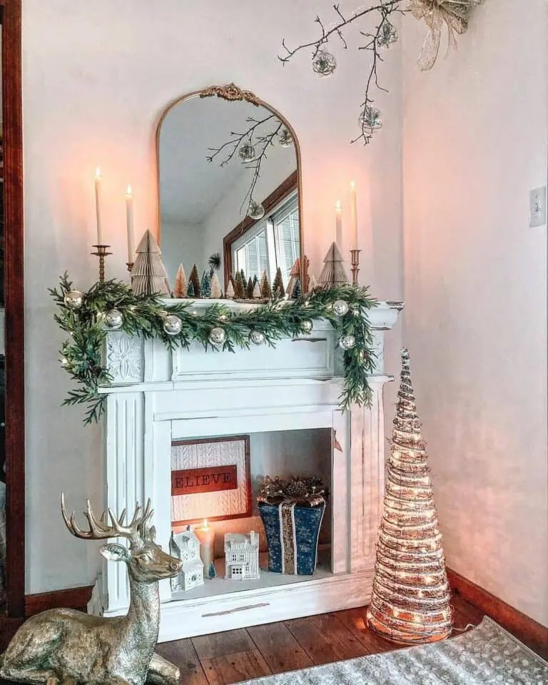 Silver Faux Fireplace