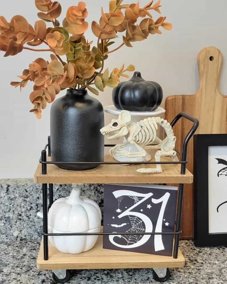 Skeleton Decor and Pumpkins