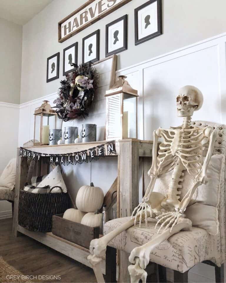 Skeleton Decor on Side Table