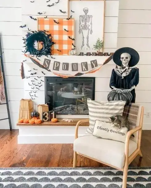 Skeleton in Witch Outfit