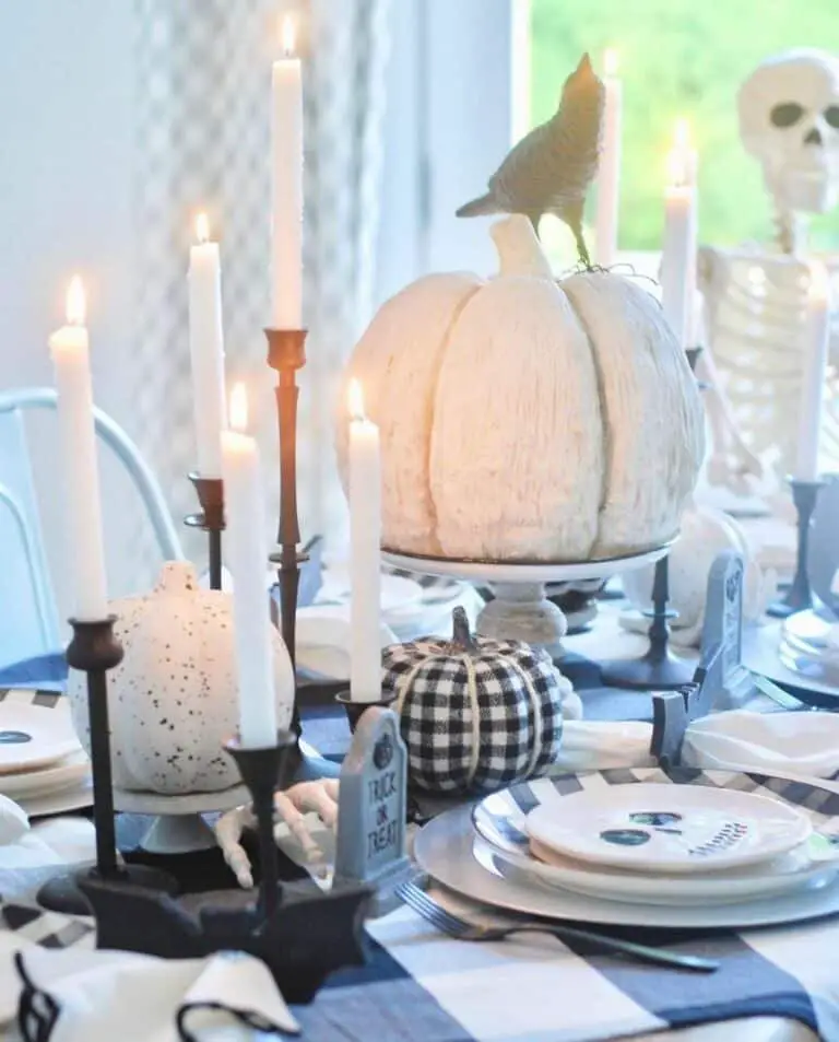 Skeleton-Themed Black and White Centerpiece