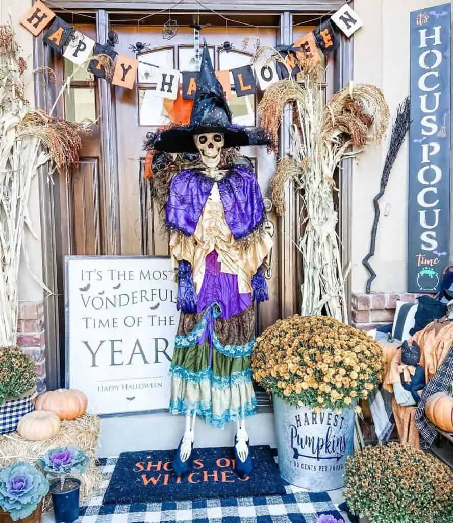 Skeleton Witch Porch Decor