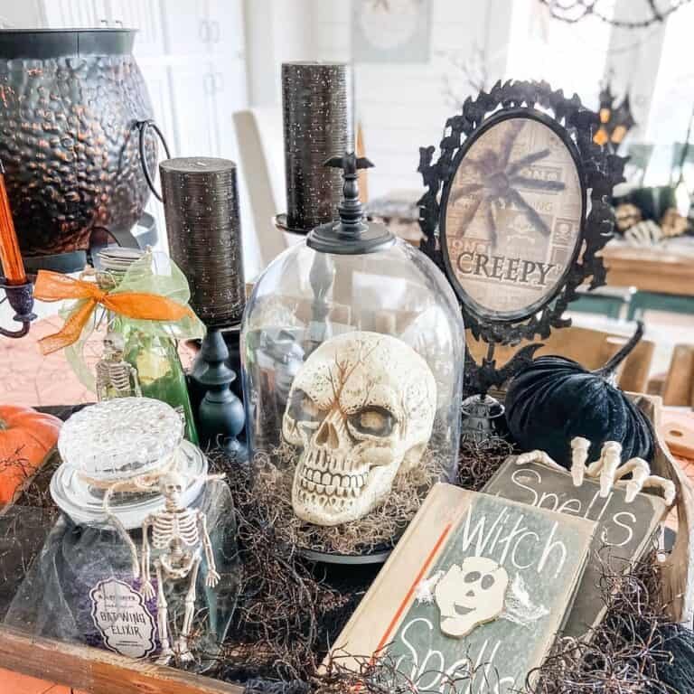 Skull and Cauldron Centerpiece