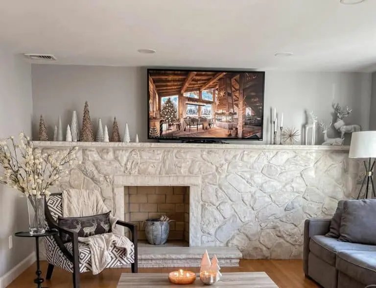 Stone Fireplace Christmas