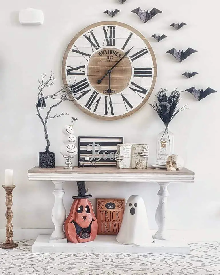 White and Wood Console Decor