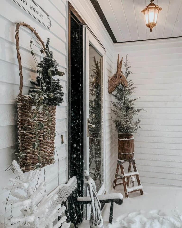 White Porch Hanging Basket