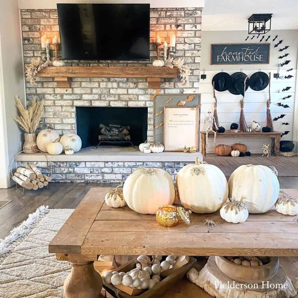 White Pumpkins with Base Arrangement