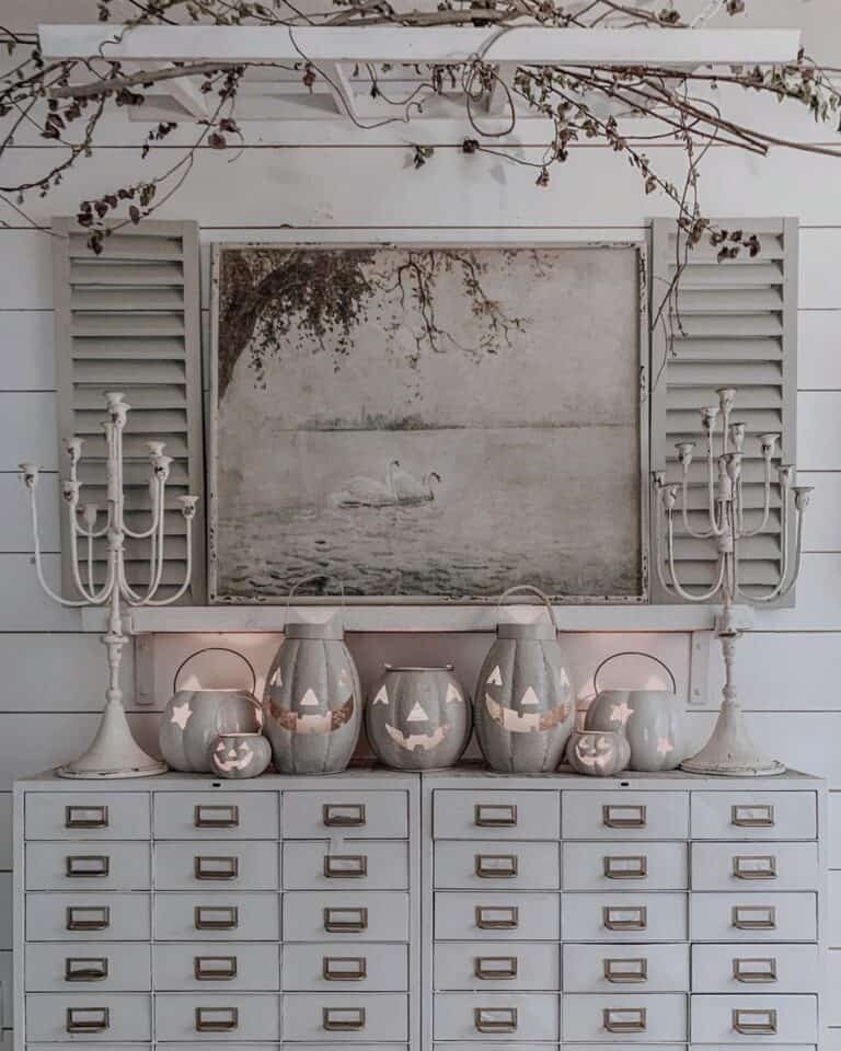 White Shiplap Hallway Decor