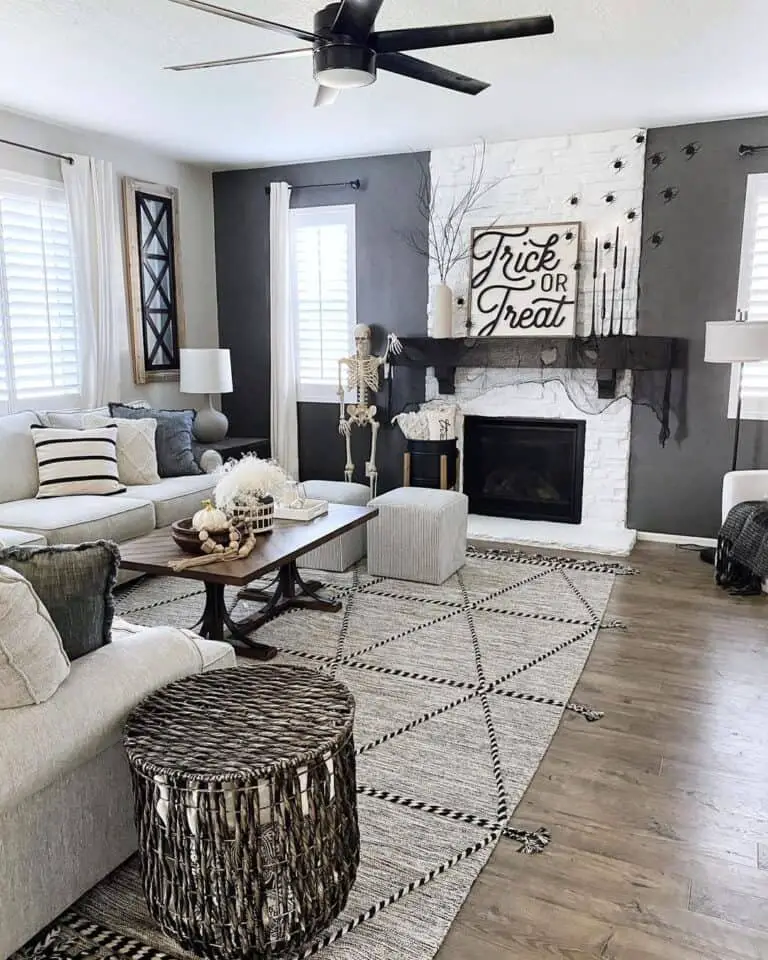White Stone Fireplace Decor