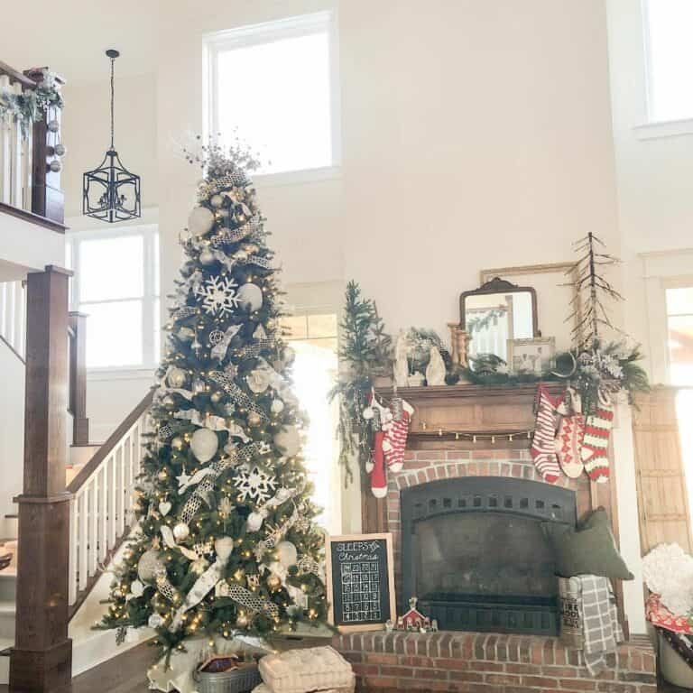White Tree Brick Fireplace