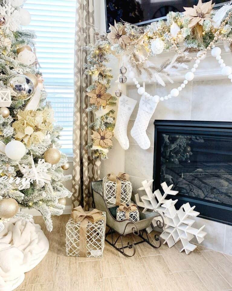 White Wood Snowflakes