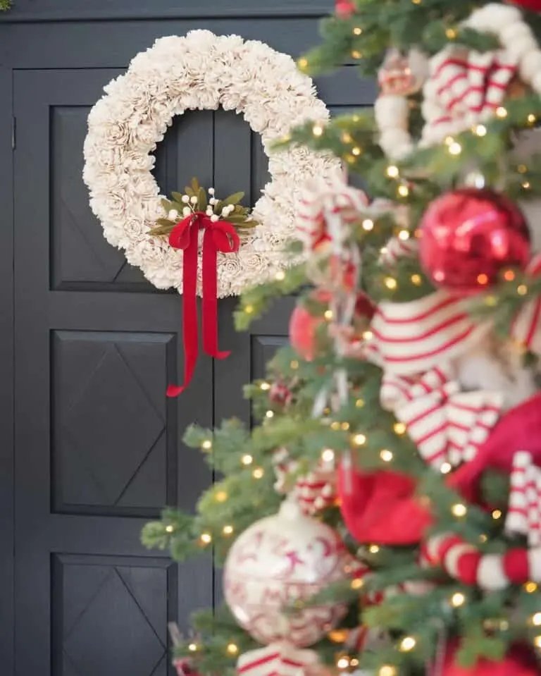White Wreath Black Door