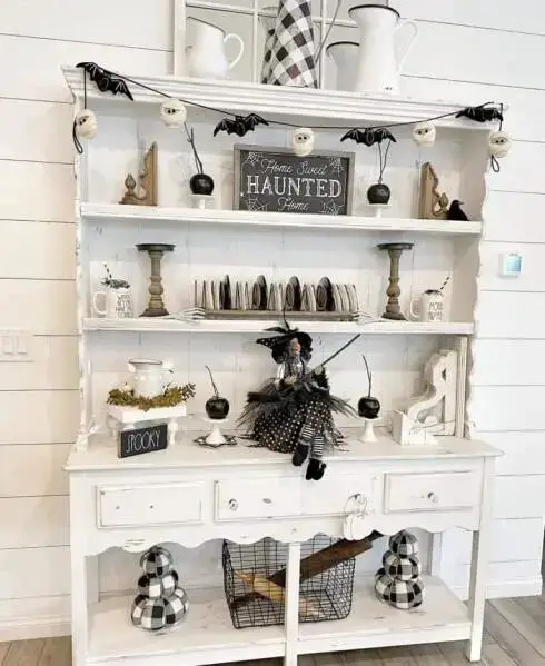 Witch Decor on Baker's Shelf