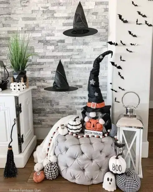 Witch Decor on Stone Wall