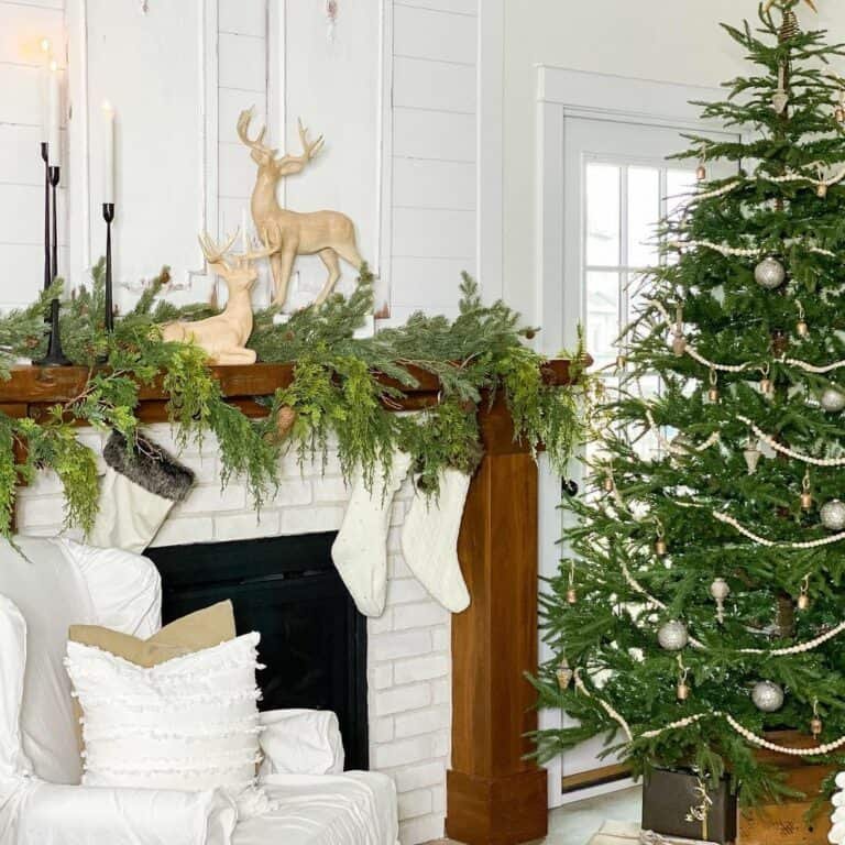 Wood Reindeer Mantel