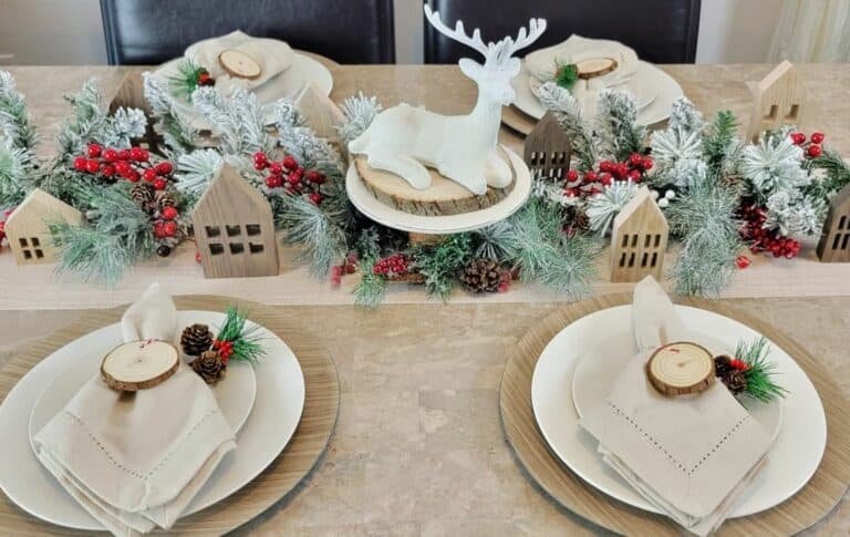 Wooden Village Centerpiece