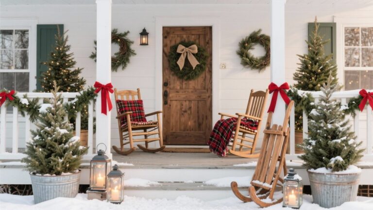 17 Cozy Farmhouse Christmas Porch Decorating Ideas