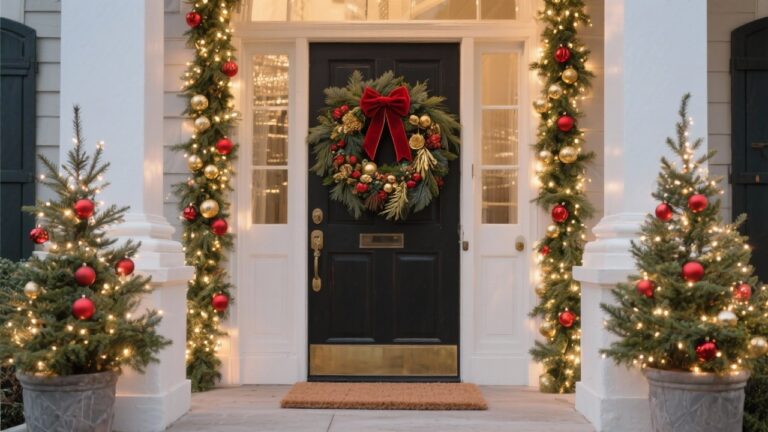 34 Festive Christmas Front Door Decor Ideas That Wow