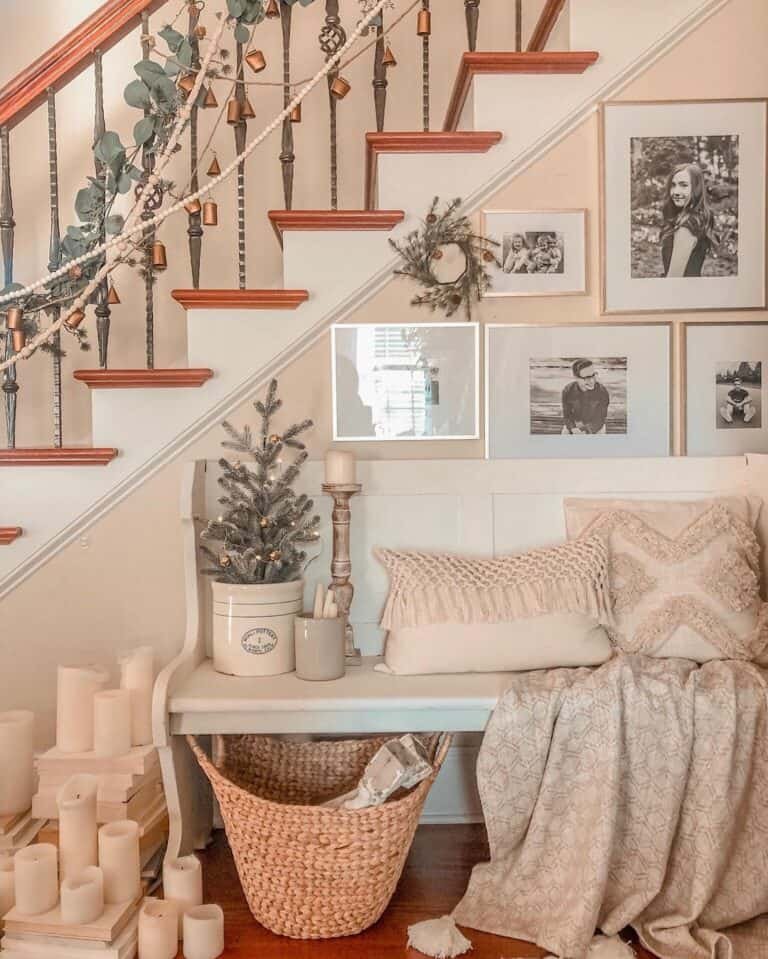Beige Staircase Christmas