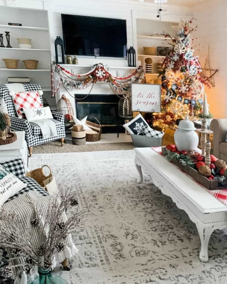 Black Plaid Living Room