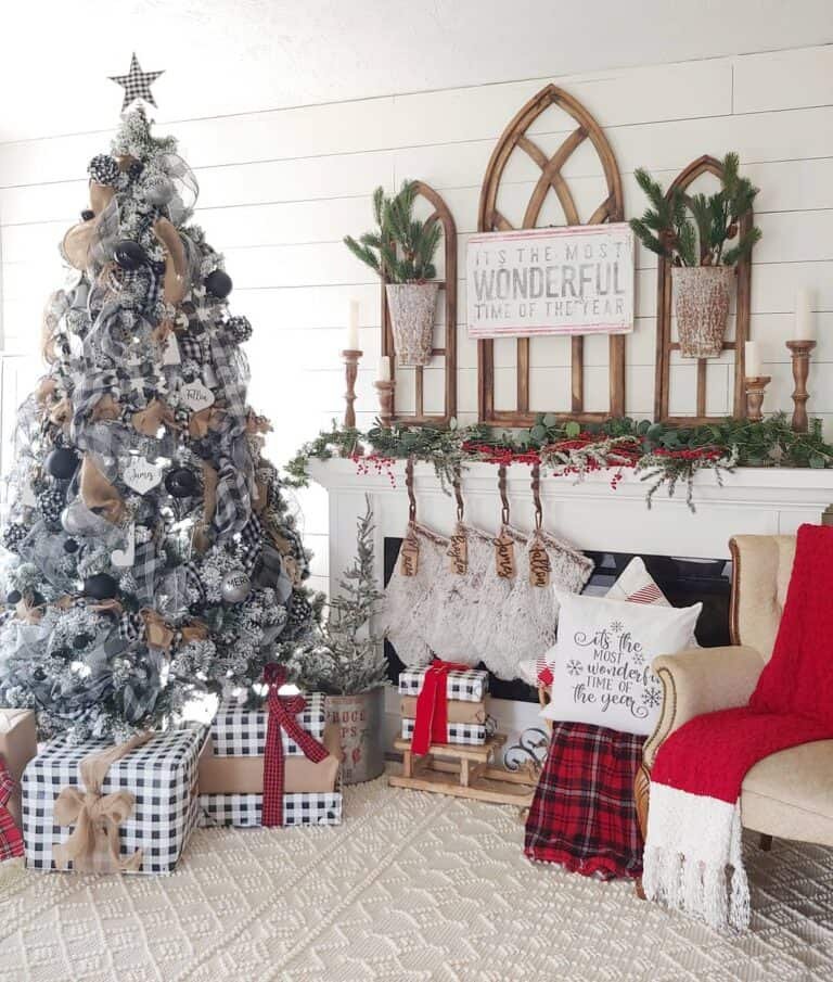 Black White Plaid Trees