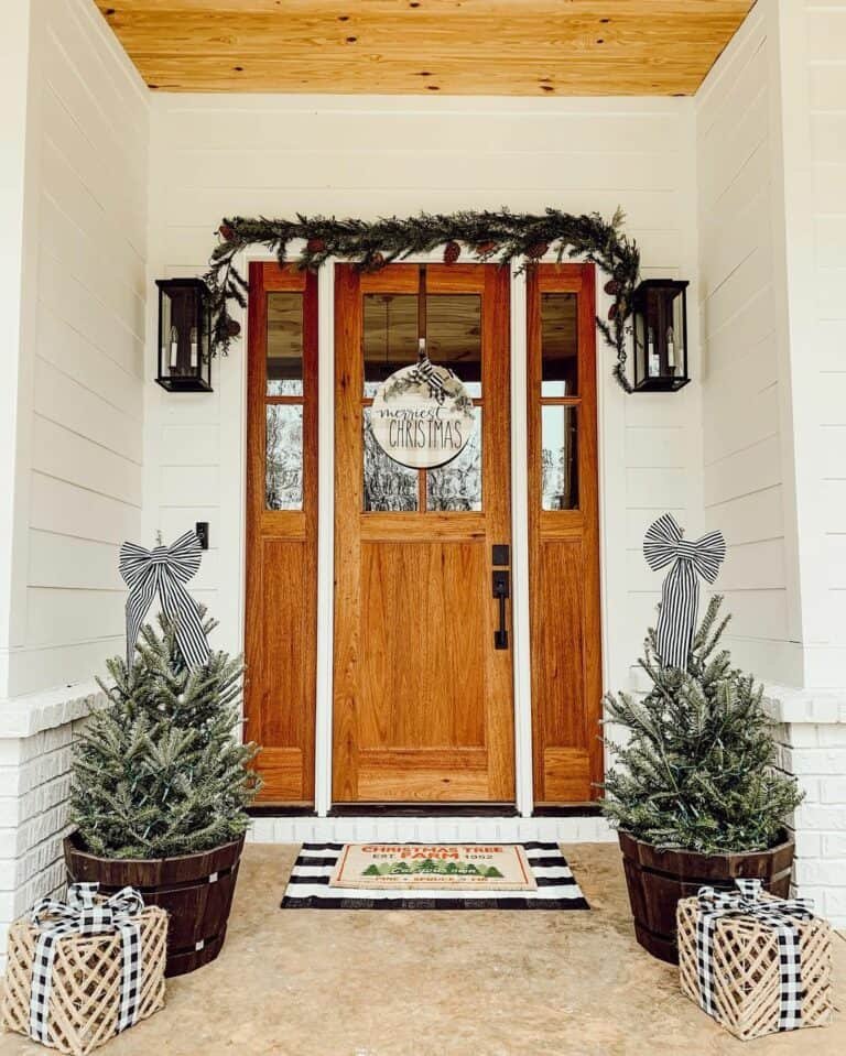 Black White Porch Bows