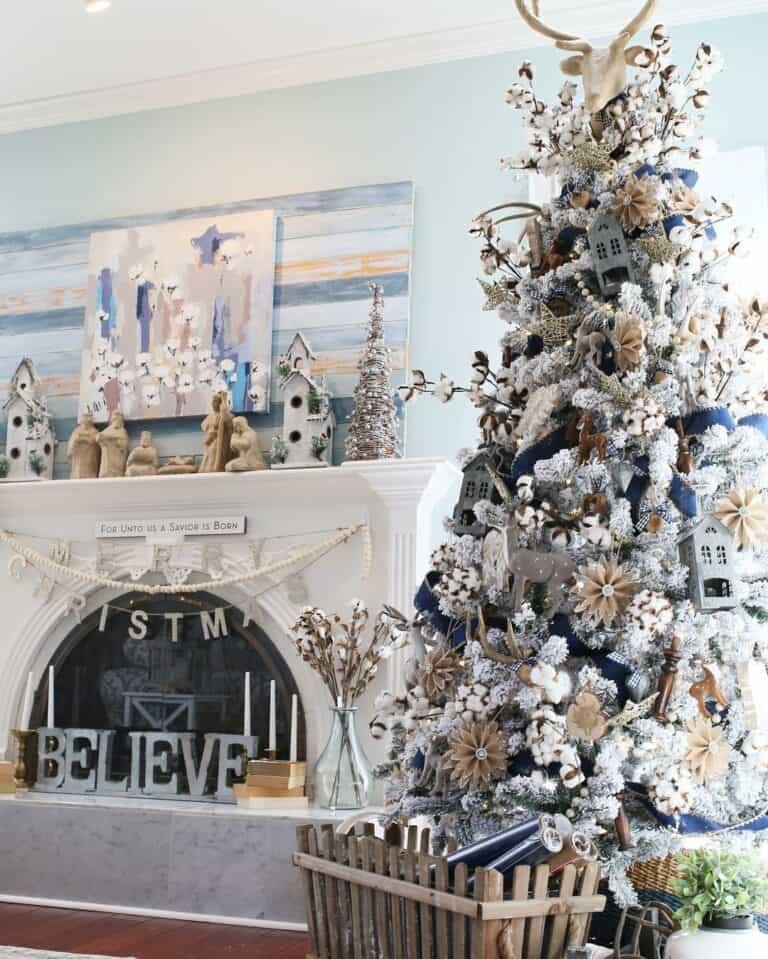 Blue White Mantel
