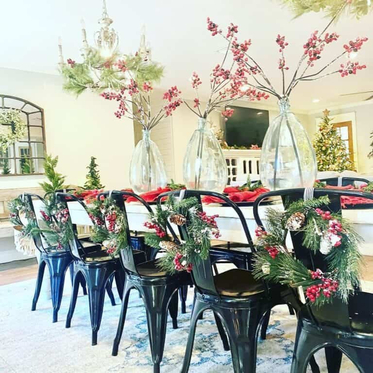 Chair Wreaths and Table Centerpieces