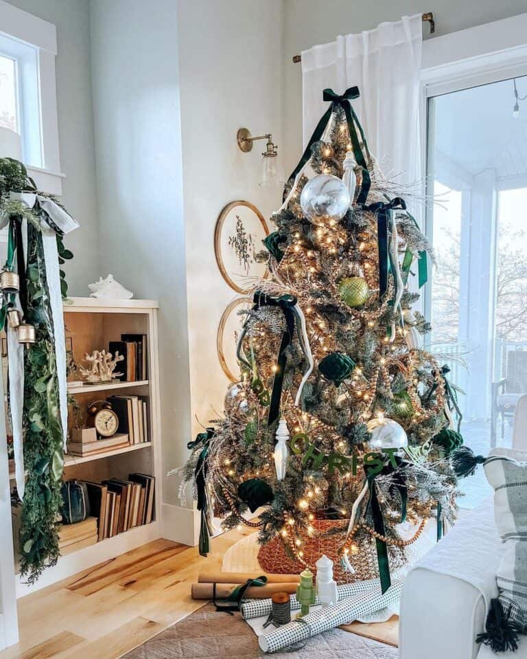 Dark Green Silver Ornaments