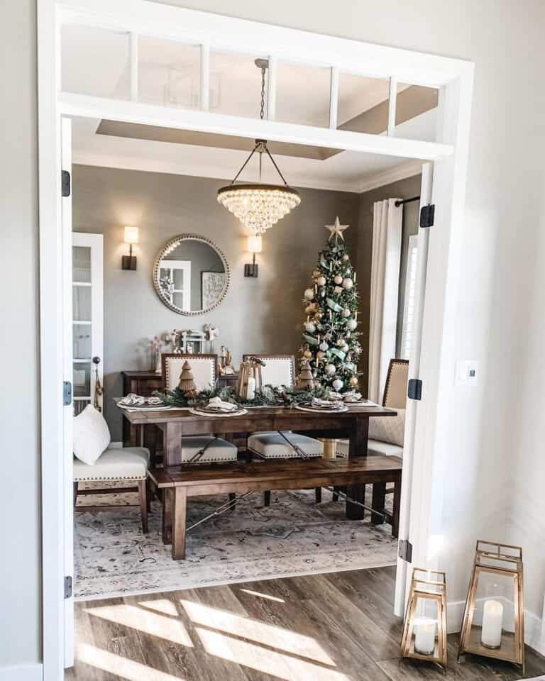 Dark Wood Christmas Table