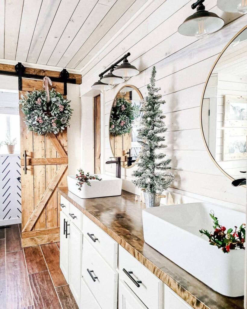 Farmhouse Christmas Bathroom