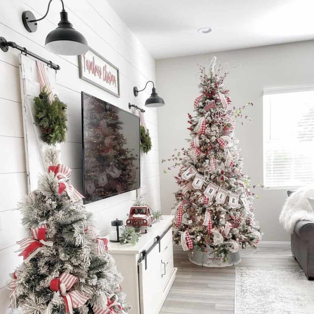 Flocked Christmas Trees