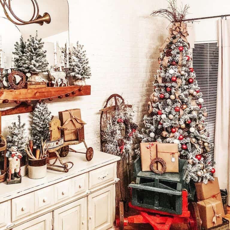 Flocked Tree Corner