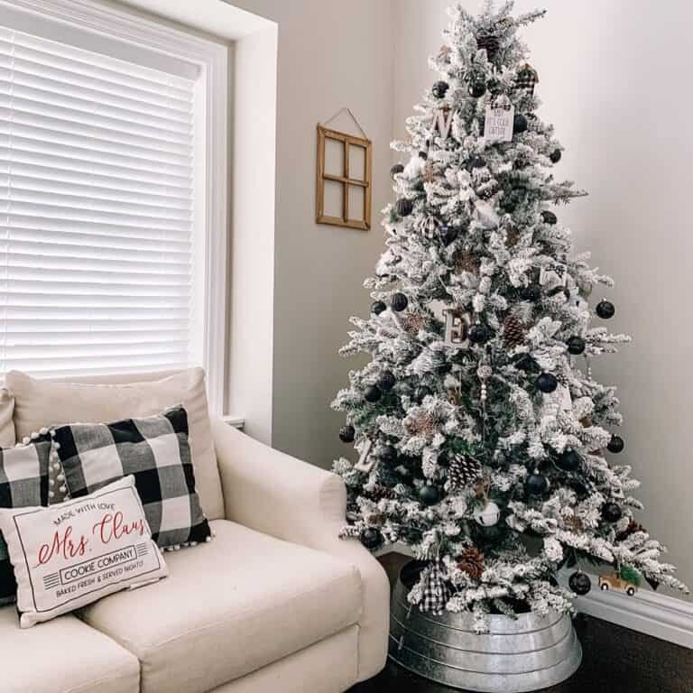Flocked Tree Galvanized Base