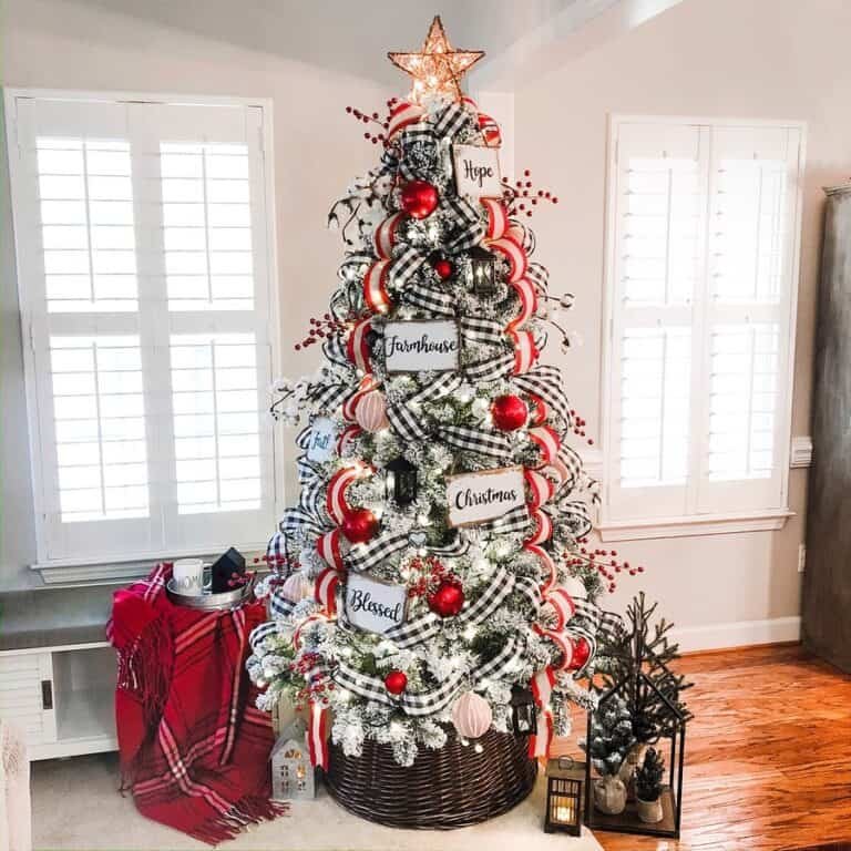 Flocked Tree Window Display
