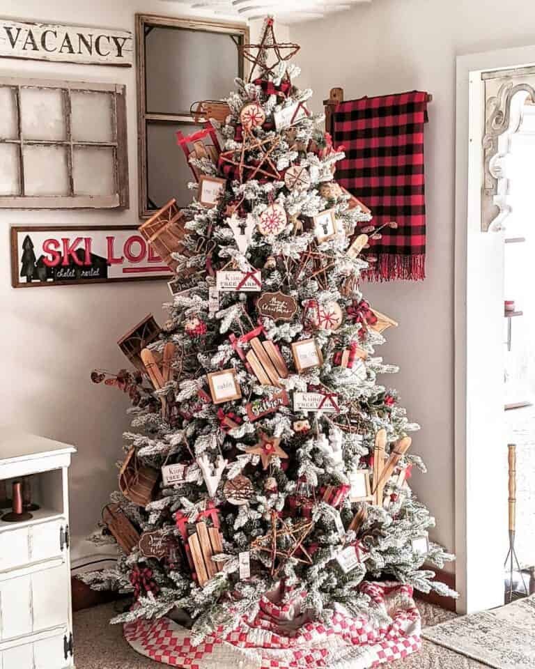 Frosted Tree Wood Ornaments