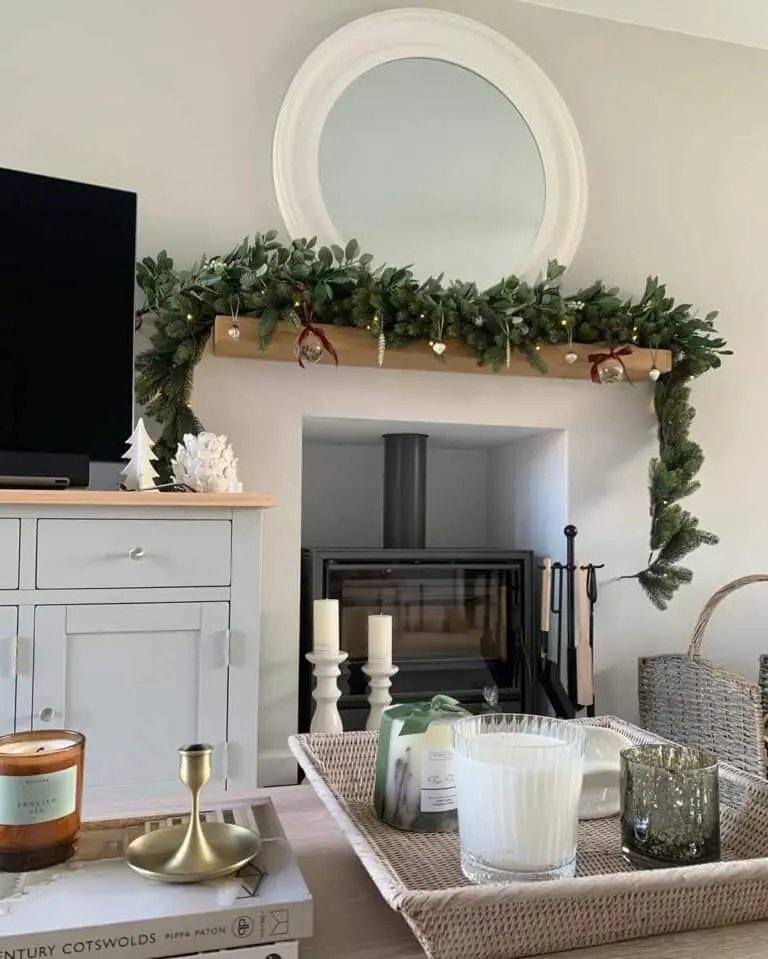Garland on Fireplace Mantel