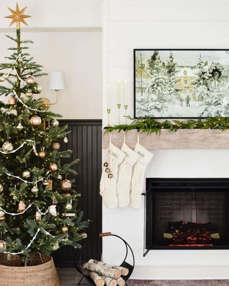 Gold Ornaments Black Wainscoting