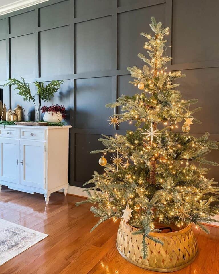 Gold Tree Black Wall