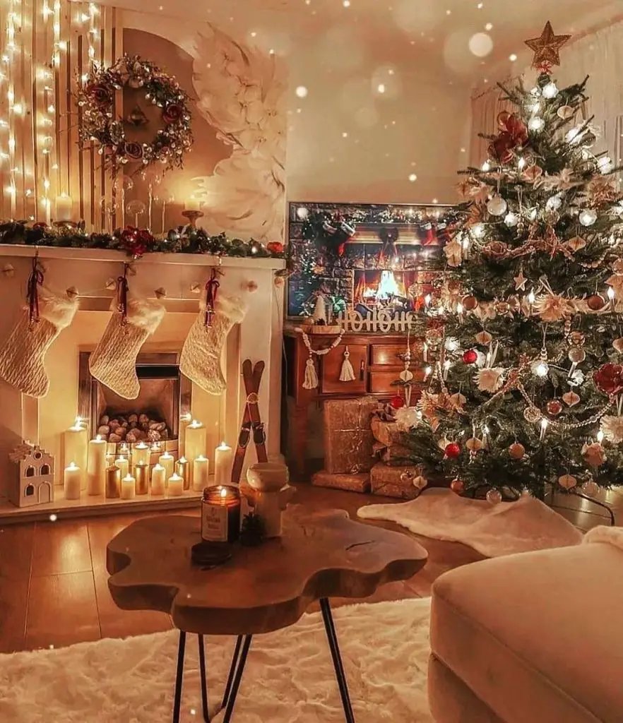 Golden Christmas Living Room