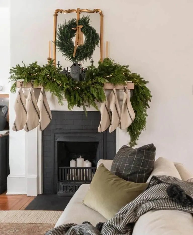 Green Garland Mantel