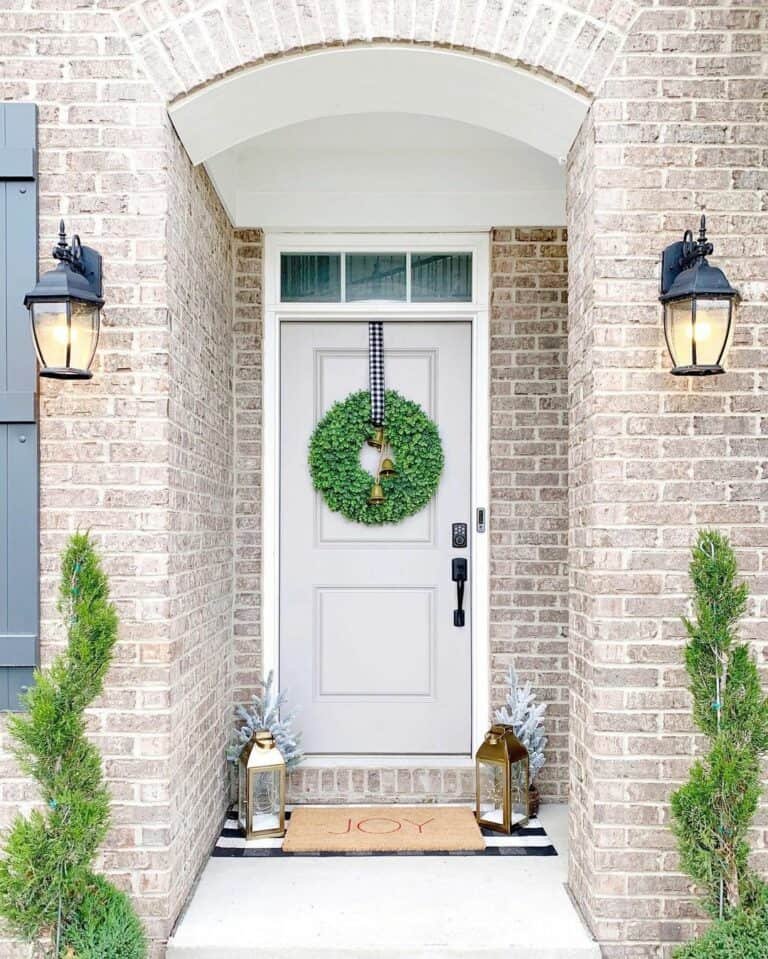 Green Wreath Grey Door