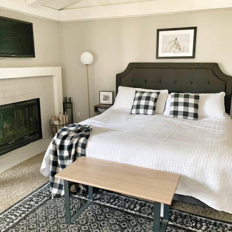 Neutral Bedroom Fireplace