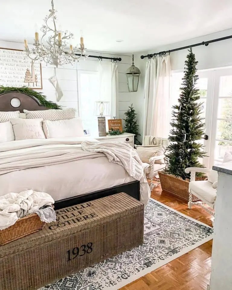Off-White Herringbone Bedroom